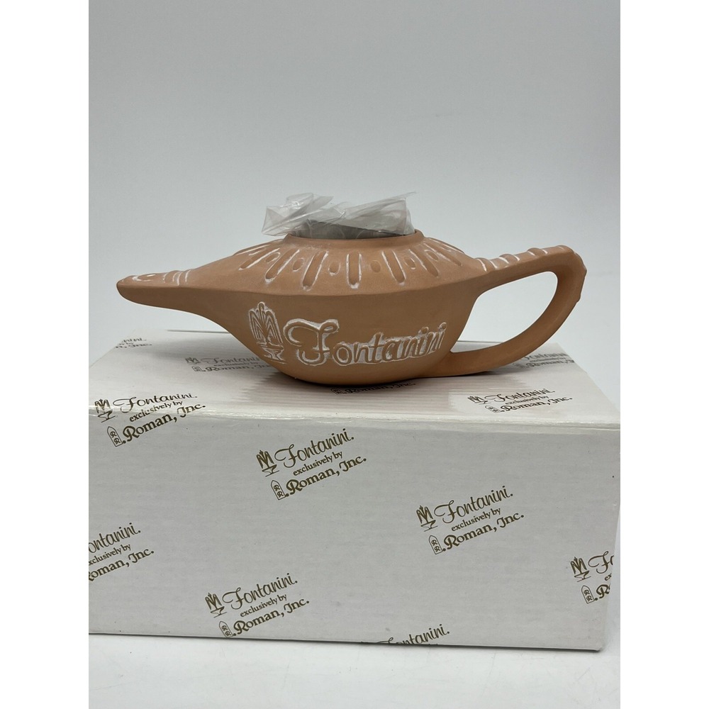 New Fontanini Oil Lamp Shaped Tea Light Terra Cotta Candle Holder 65029